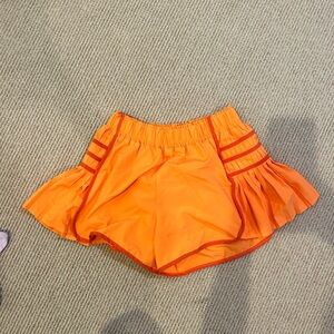 Bright Orange Pleated Shorts